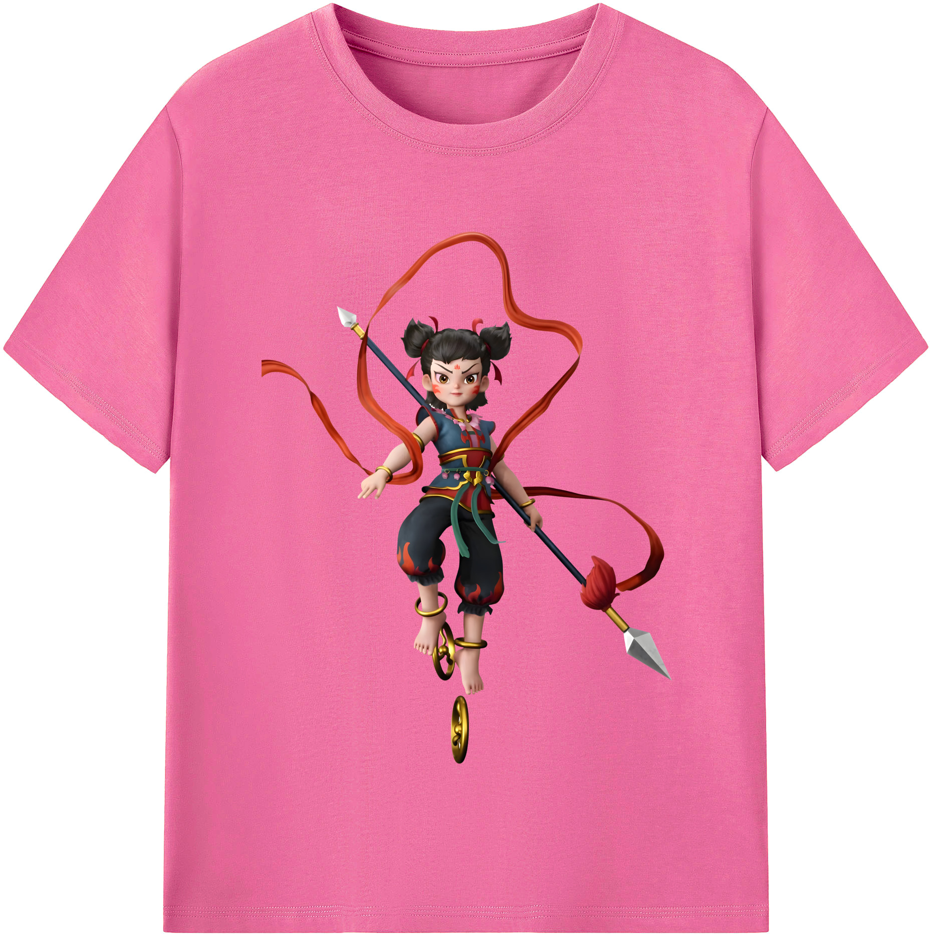 （画像用） Ne Zha 2 ナタ 魔童の大暴れ レディースカジュアルプリントTシャツ（綿100％）